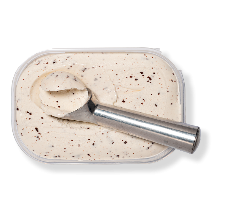 Crème glacée menthe, avec copeaux de chocolat